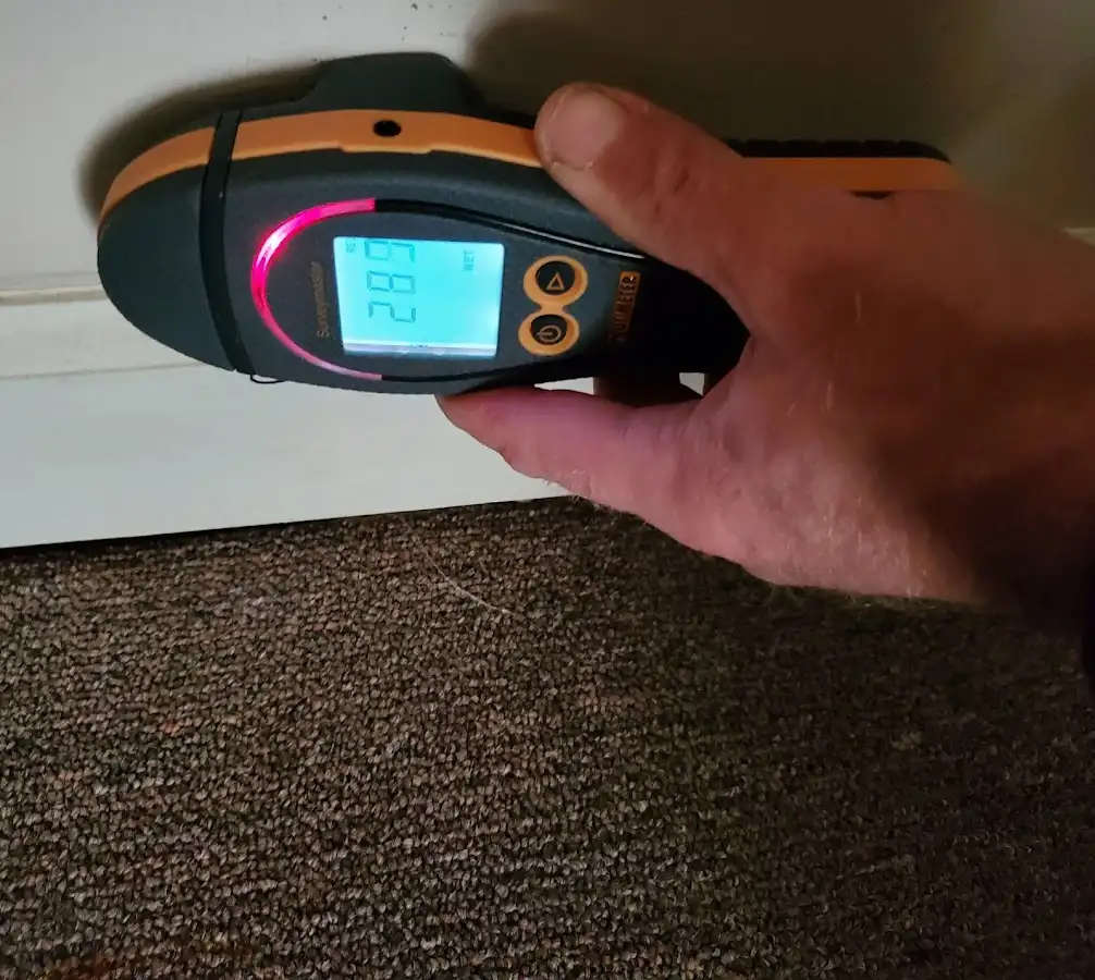 Moisture detection at baseboard during Sewage Cleanup & Sanitation in Winder